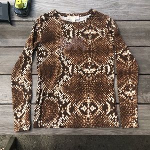 Michael Kors snakeskin long sleeve top embossed